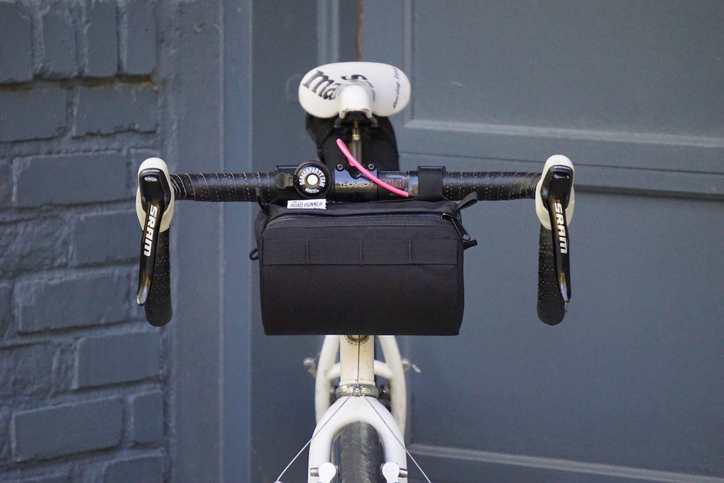 Burrito Supreme in Black Cordura mounted to road handlebars